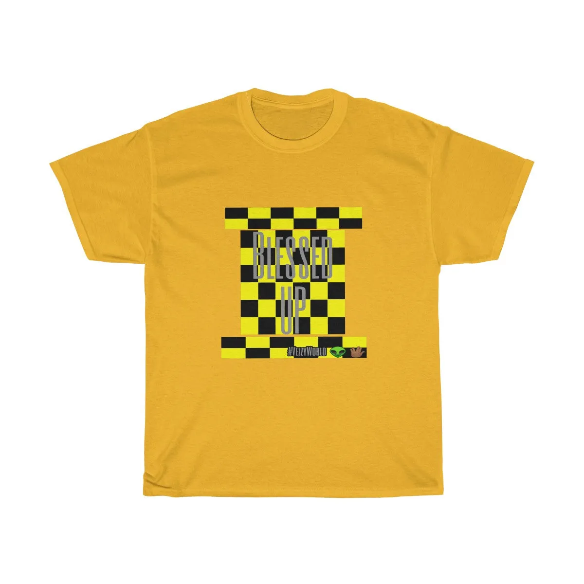 Yellow Checkered w/Grey " Blessed Up" Tee 